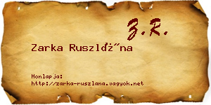 Zarka Ruszlána névjegykártya